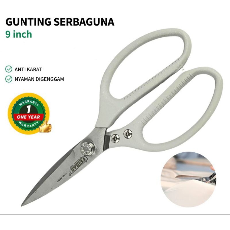

Feibao Gunting Serbaguna 9 Inch / Multifunction Scissors 225mm / Stainless Steel / F10-3051