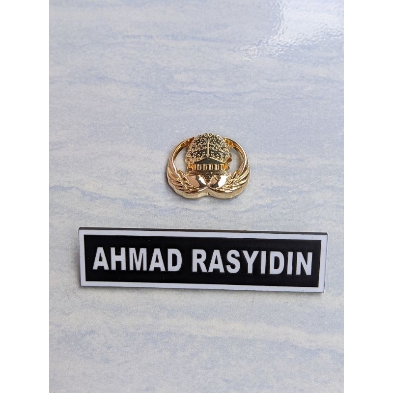 Paket Pin Korpi non mika magnet dan name tag grafir lis putih magnet