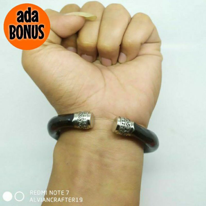 GELANG BAHAR HITAM C FARIASI ALPAKA bahan bahar hitam asli variasi alpaka original lentur, murah dan