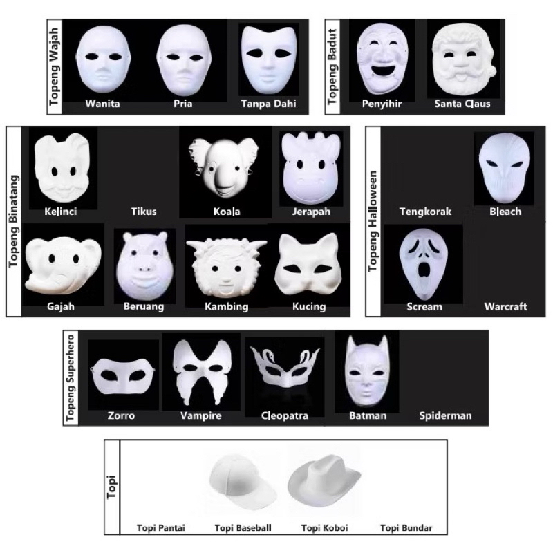 V-TEC TOPENG KARAKTER SUPERHERO/BINATANG/WAJAH