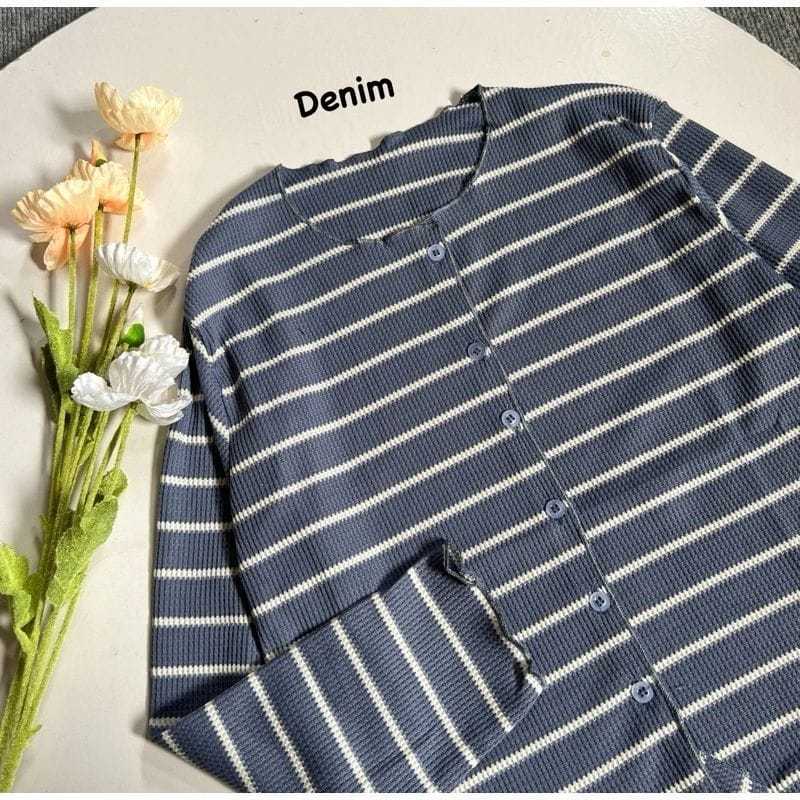 Waffle Cardigan Knit Salur / Fashion Cardigan / Atasan Cardigan Kekinian / Cardigan Waffle Salur