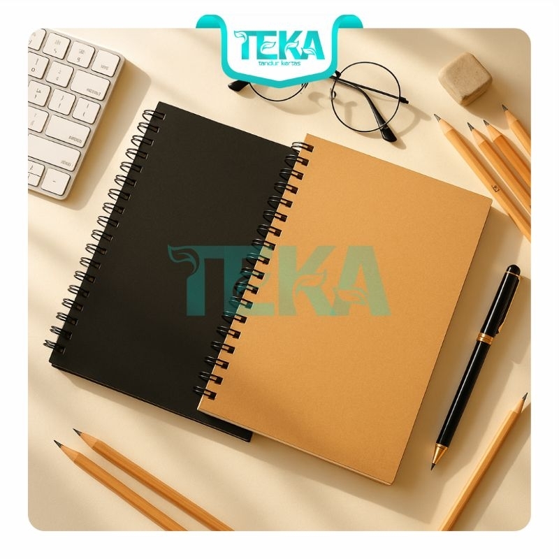 

TEKA Sketchbook 100 Halaman Notebook Diary Journal Book Cover Hitam Coklat Ukuran A6/A5 Ring Spiral