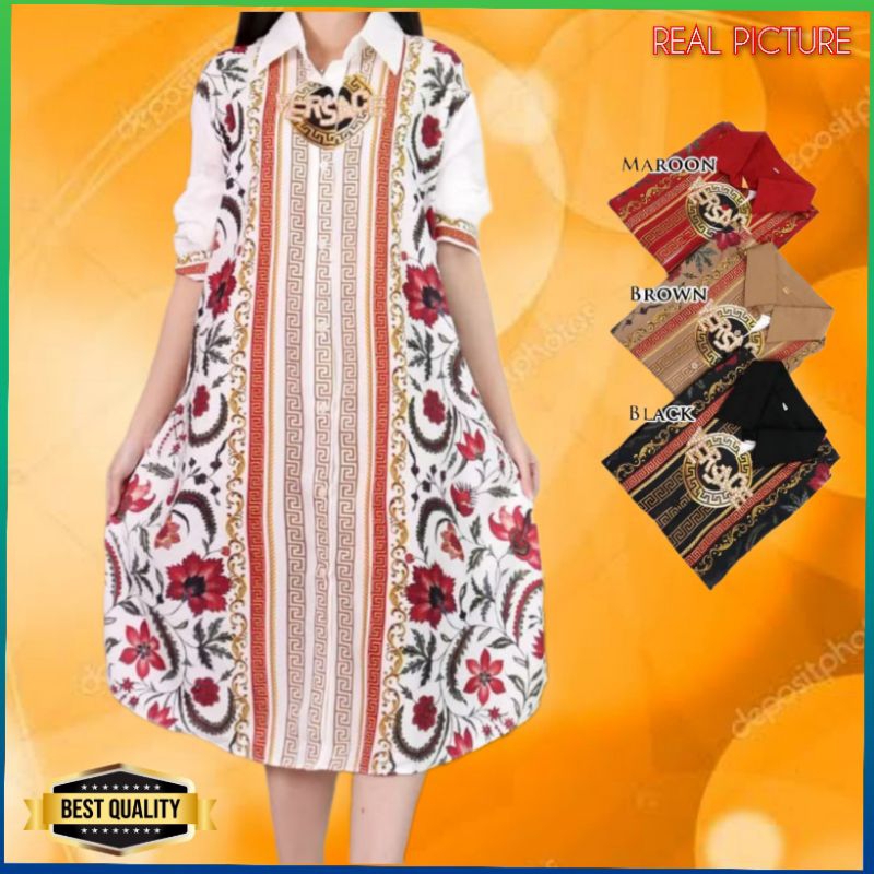 Gaun Bigsize Wanita LD 120 Anchusa Dress Jumbo Natal Korea Gereja Hitam