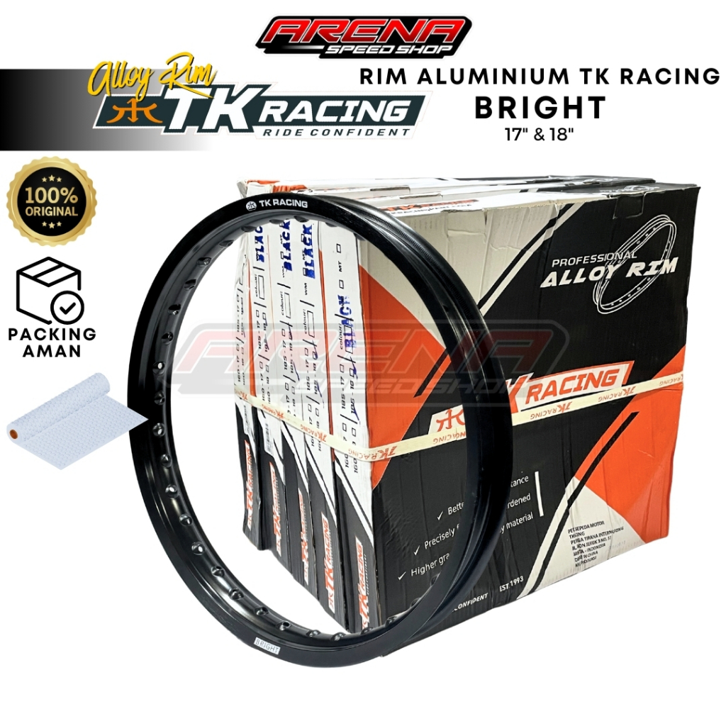 TK Racing BRIGHT Alloy Rim WM Black Lingkaran Velg Jari Ruji Ring 17 18 Hitam Kilat Original TK
