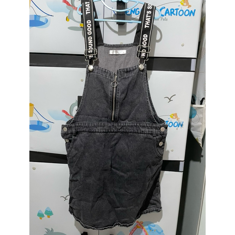 overall rok jeans keren preloved outer black wash hitam