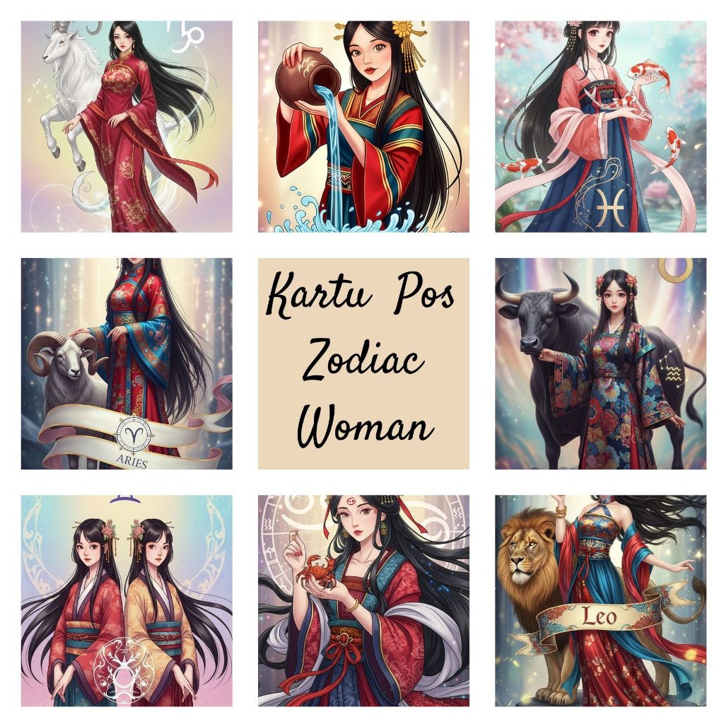 

MC- Kartu pos kartupos Zodiak Zodiac Woman Postcard