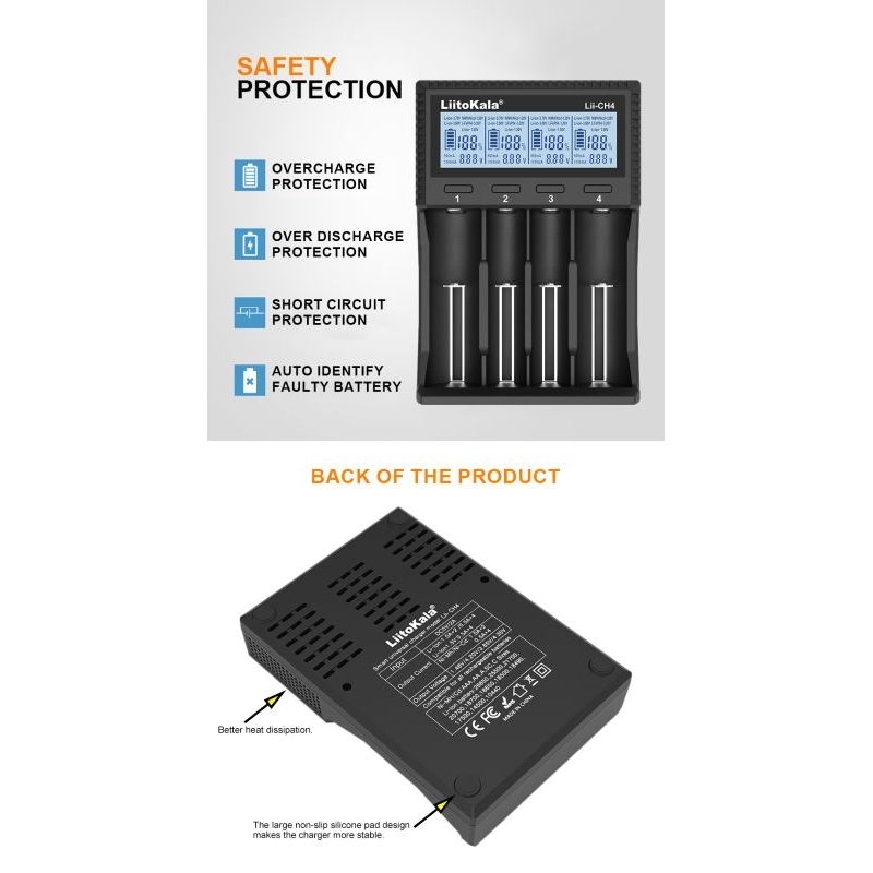 Mitsuyama_ Charger Battery Liitokala Lii Ch4 / Charger Baterai Original Liitokala