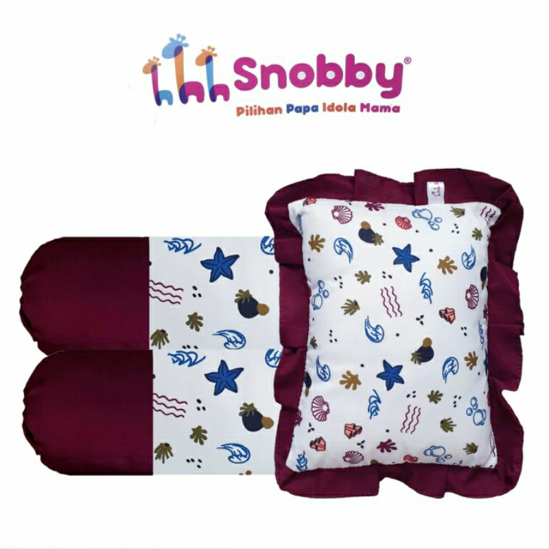 Snobby Bantal Guling Bayi Set 3 in1 (1 Bantal + 2 Guling) Snobby Bantal Guling Baby Beach Twiza