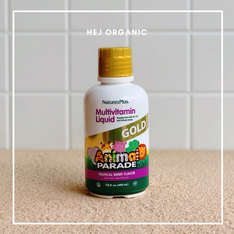 Multivitamin Animal Parade Liquid Gold For Kids With Vitamin D3 K2 Tropical Berry Flavor By NaturesP