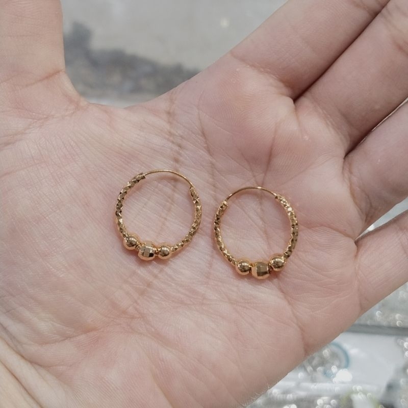 anting xuping bulat anting gipsy replika emas motif ukir biji cantik remaja dewasa