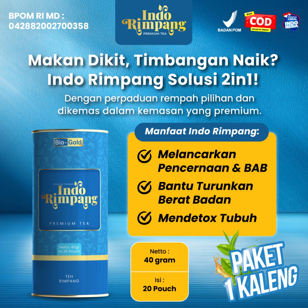 

Teh Celup Indo Rimpang Premium Tea Penurun Berat Badan Detox Alami Dengan Ramuan Ala JSR Halal BPOM / Indo Rimpang Zaidul Akbar untuk Diet