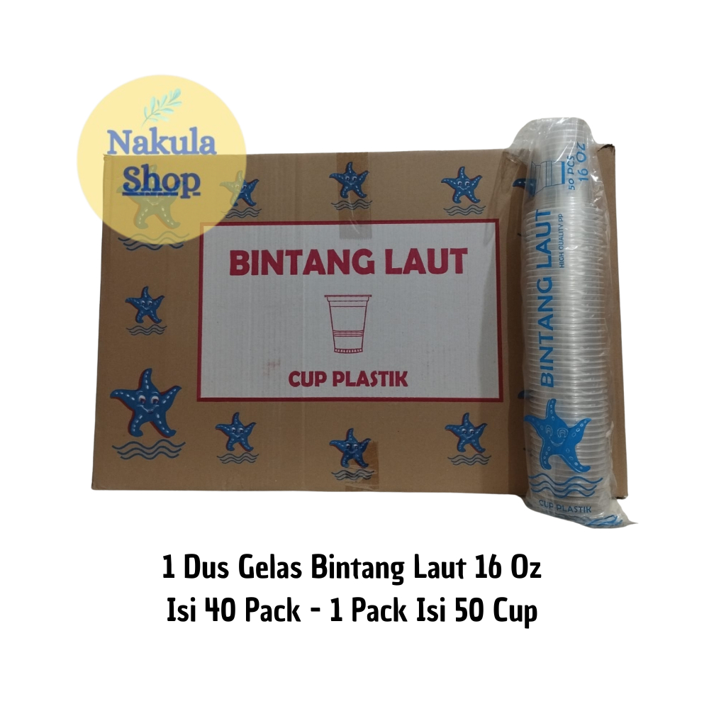 Grosir 1 Dus Gelas Plastik 16 Oz Merk Bintang Laut