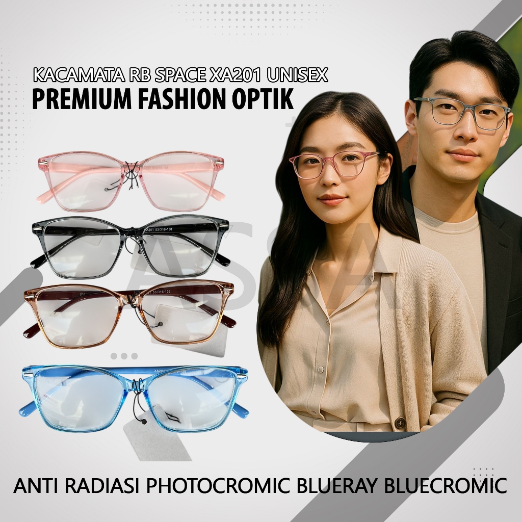 Kacamata RB Space XA201 Premium Fashion - Photocromic Blueray, Anti Radiasi, Bluecromic