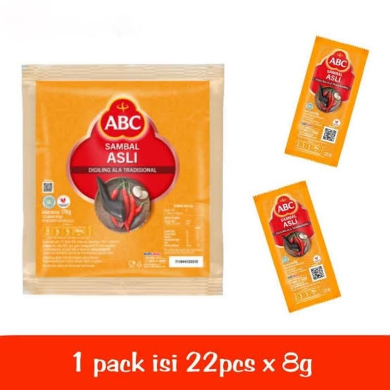 

Sambal asli abc/saos sambal stick/saus abc sachet 1pax isi 22pcs x 8gram