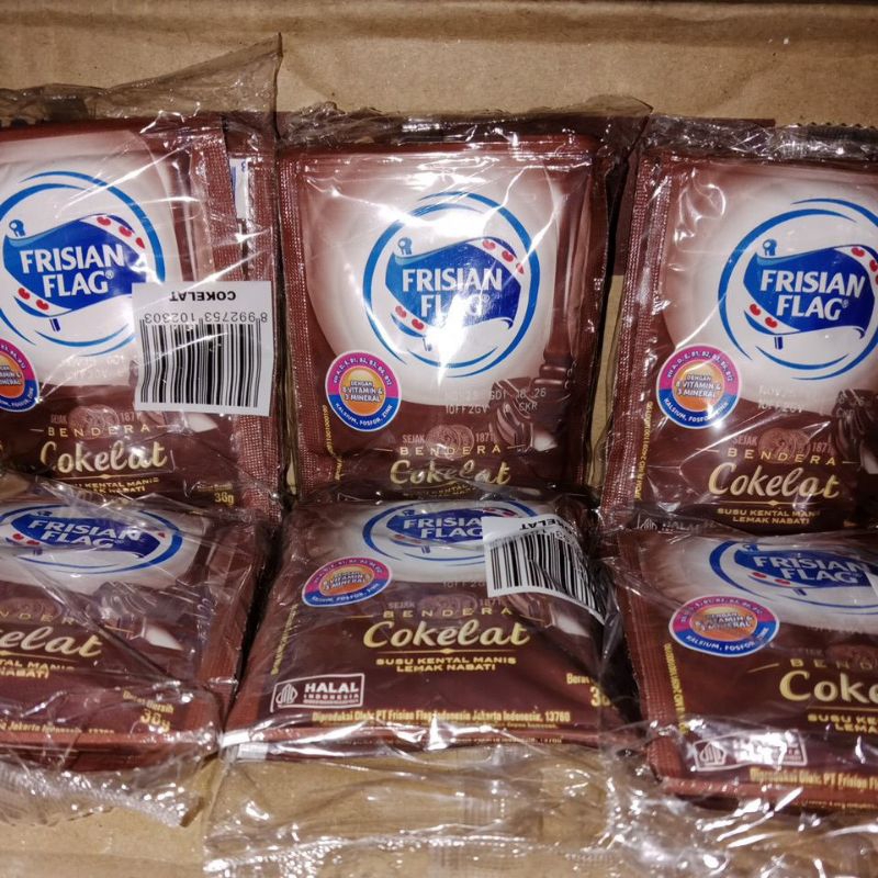 

kental manis frisian flag coklat dan putih 1 rtg isi 6