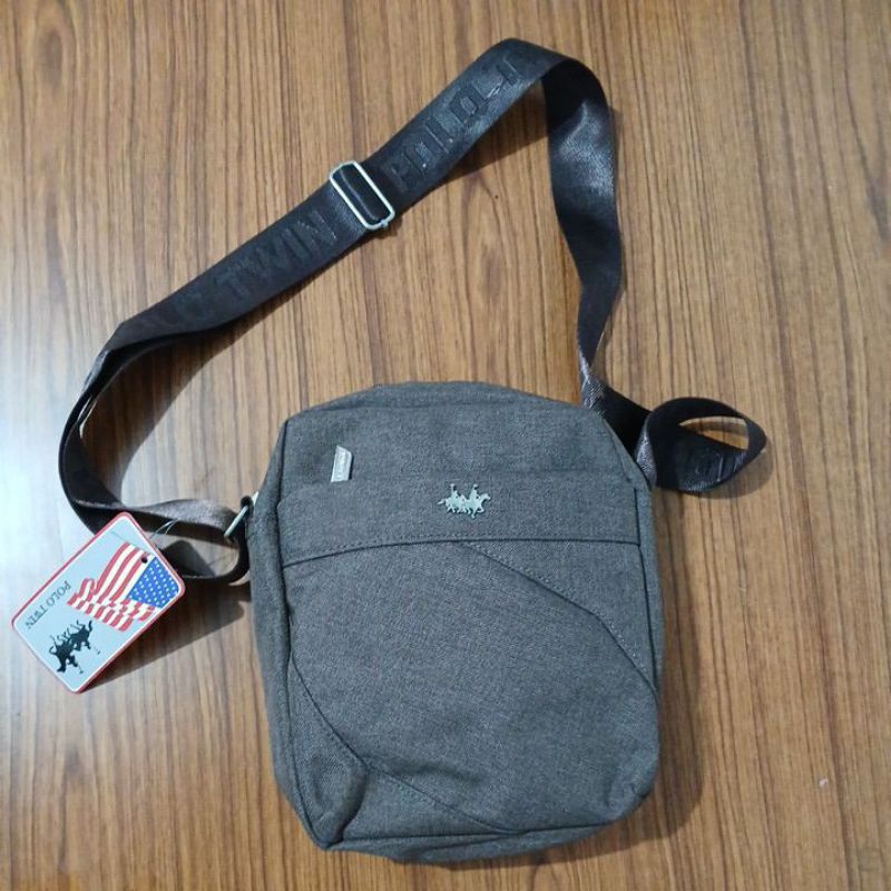 tas sling bag polo twin original exclusive brown