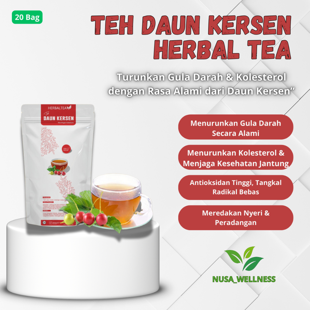 

TEH HERBAL TEA DAUN KERSEN - turunkan gula darah & kolesterol dengan rasa alami dari daun kersen
