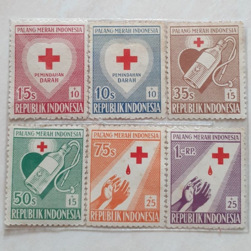 

(A) Perangko Indonesia Palang Merah Indonesia Tahun 1956 set lenglap 6pcs