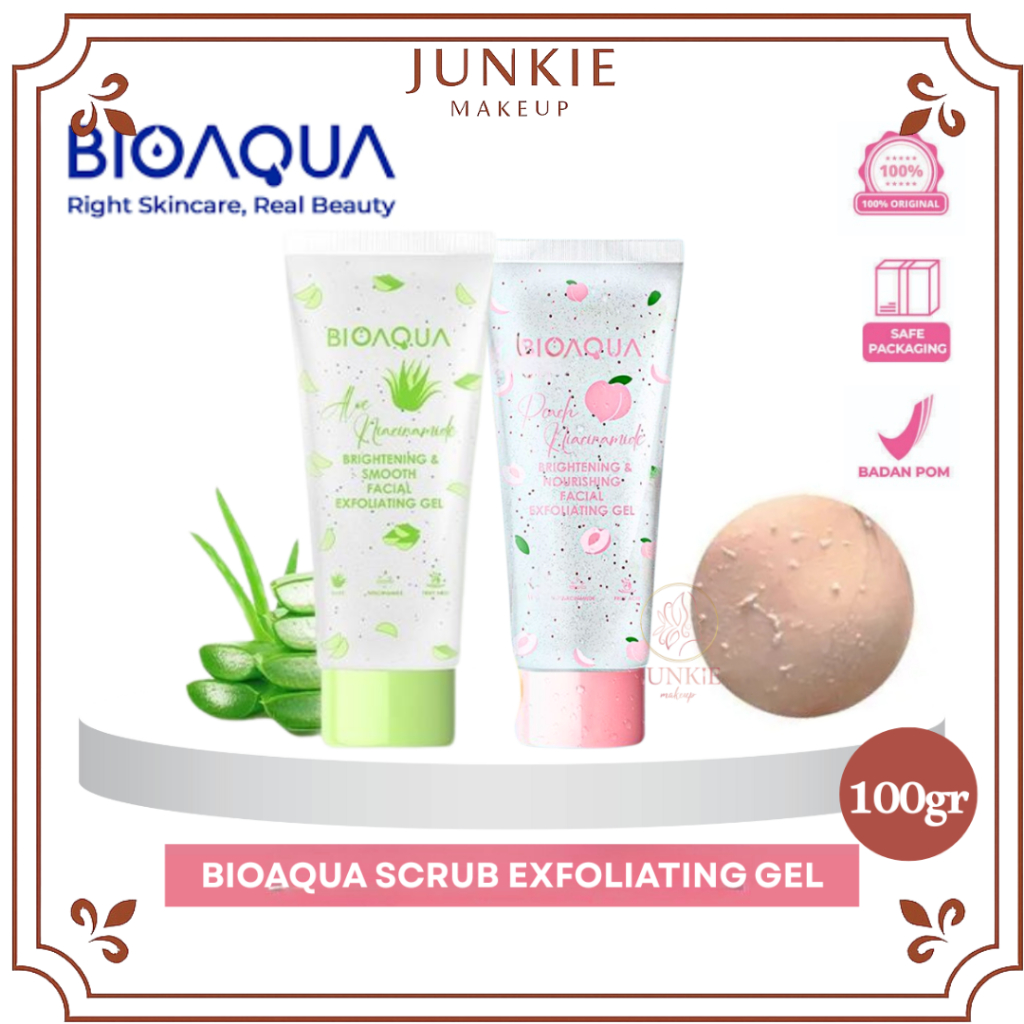 BIOAQUA Scrub Wajah Peeling Gel Facial Exfoliating Gel 100ml /Bioaqua Exfoliating Gel /𝗝𝗨𝗡𝗞𝗜𝗘 𝗠𝗔𝗞𝗘𝗨𝗣