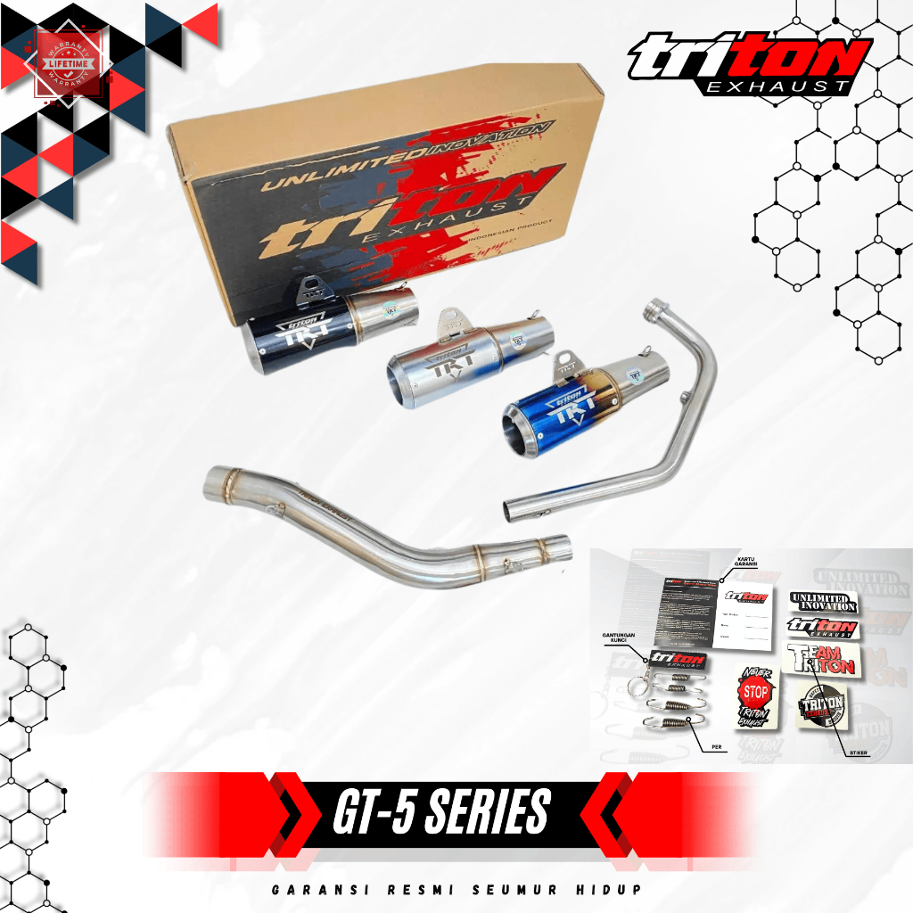 Knalpot Racing CBR150, R15, GSX150, CB150 Type GT-5 Original Triton Exhaust  Bergaransi Seumur Hidup