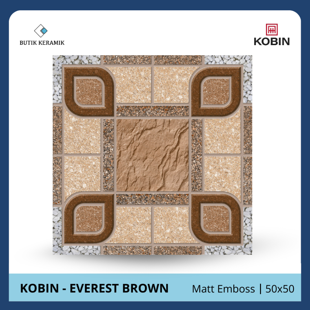 Keramik 50x50 Matt Emboss | Kobin | Everest Series | Matt / Kasar | Grade A / KW 1 | Keramik Lantai 