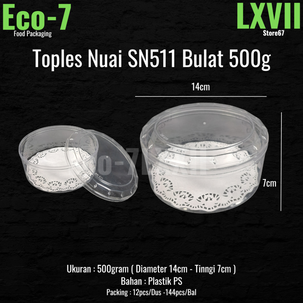 Toples Kue Kering 500gr Bulat NUAI SN-511