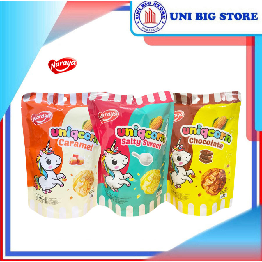 

Naraya Uniqcorn Popcorn Berondong Jagung Rasa Coklat Caramel Sweet Salty - 55 gr