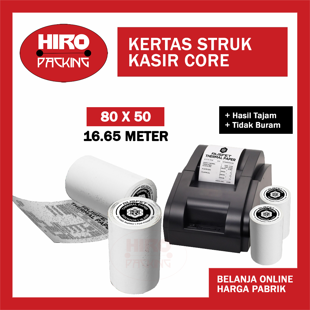 

Kertas Struk Thermal Paper Roll 80mm 80x50 Termal EDC Thermal Printer Mini Bluetooth 80mm Core
