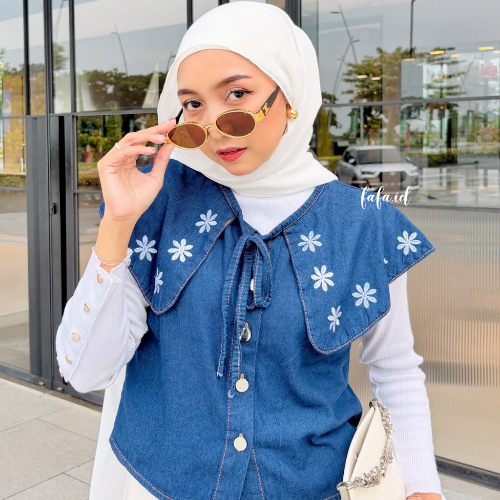 FAFA - HAMARA OUTER PITA KERAH SAILOR MOTIF BORDIR // OUTER BORDIR WANITA