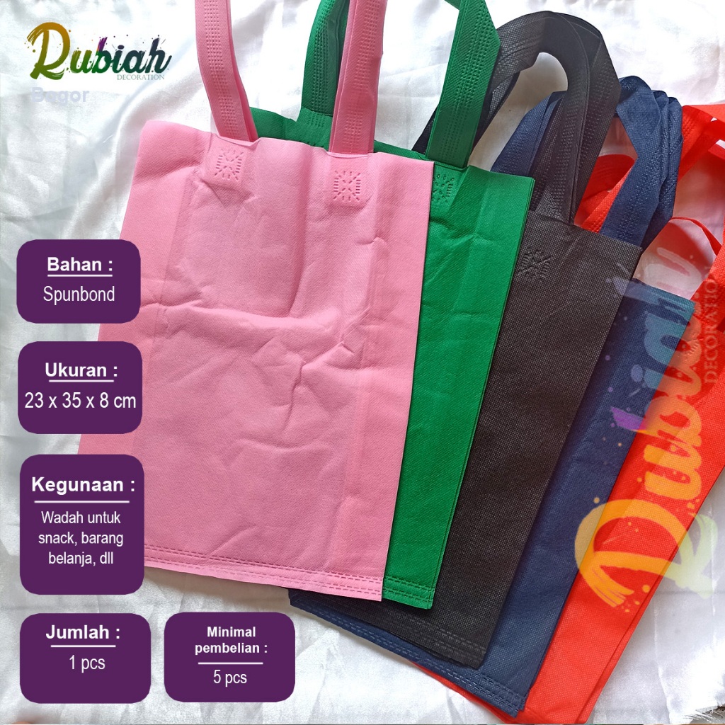 

Tas sponbond uk 25x35x8 / Goddie bag 58 gsm / Tote bag / Tas souvenir pesta ulang tahun