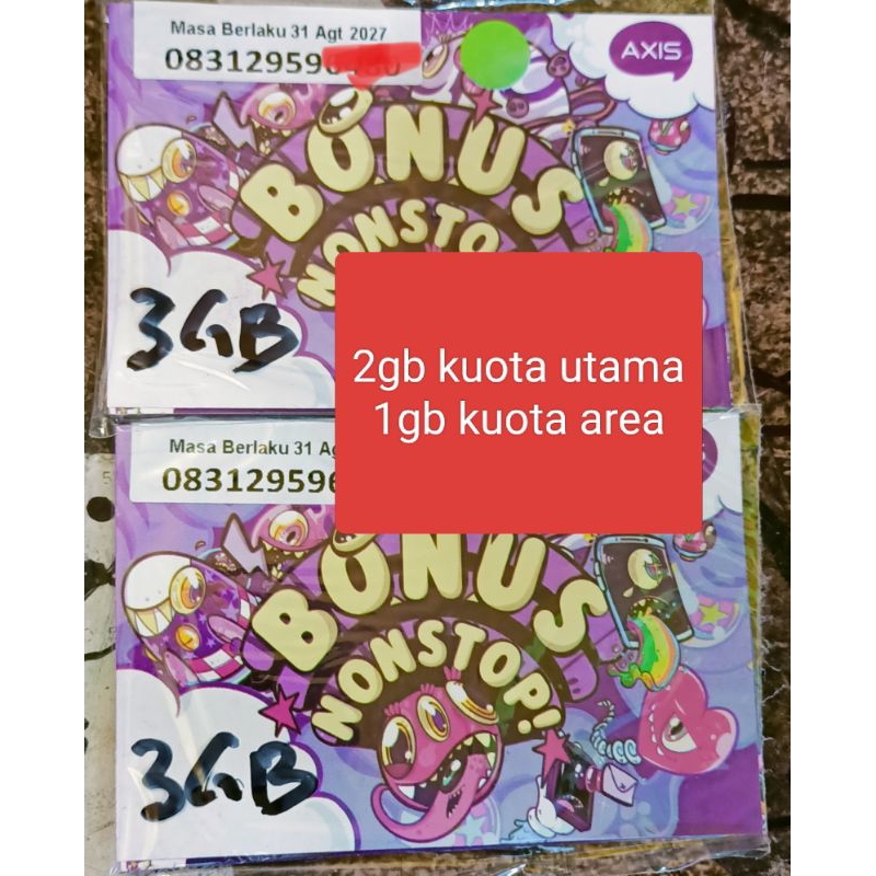 kartu paket Axis 3GB exp 2026 fress segel