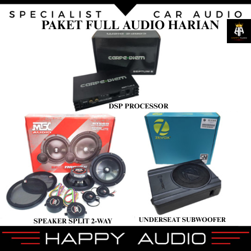 Paket Full Audio Harian (1) Speaker 2-way MTX + Subwoofer Kolong Jok Zevox + DSP Processor Carpediem