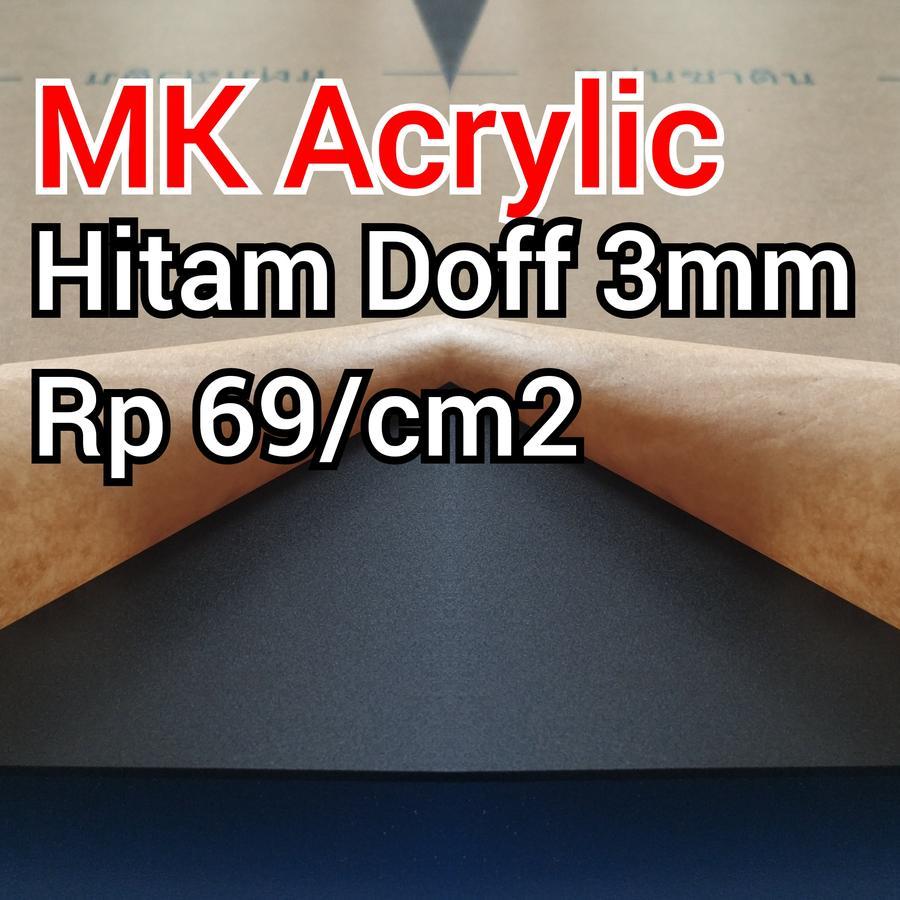 Akrilik lembaran hitam doff 3mm potongan custom, Akrilik satin. Akrilik Hitam matte.