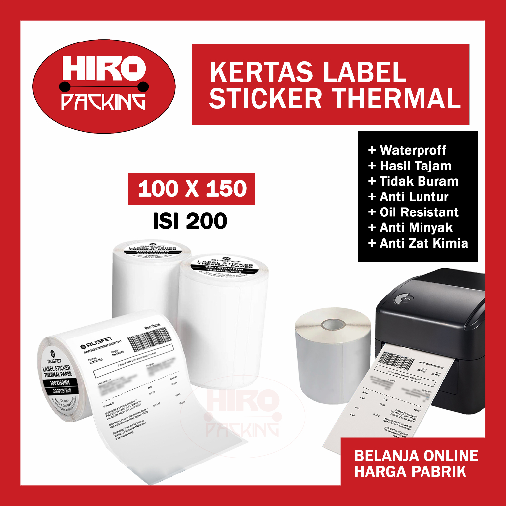 

Kertas Label Thermal 100x150 isi 200 Sticker Resi Pengiriman Printer Bluetooth Roll