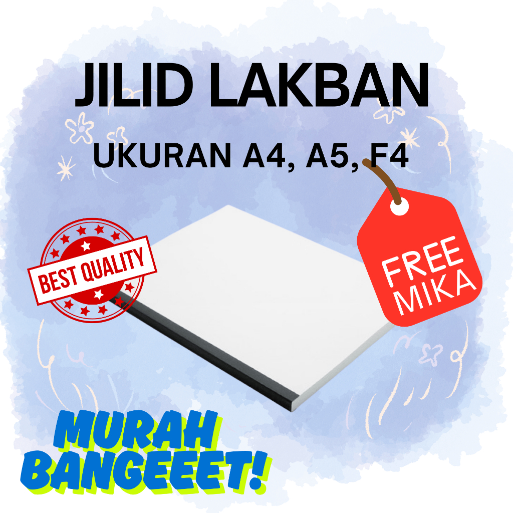 

Murah Bangeeet Jilid Lakban Ukuran A4, A5, F4 ( TAMBAHAN COVER MIKA UNTUK JILID LAKBAN CETAK PRINT )