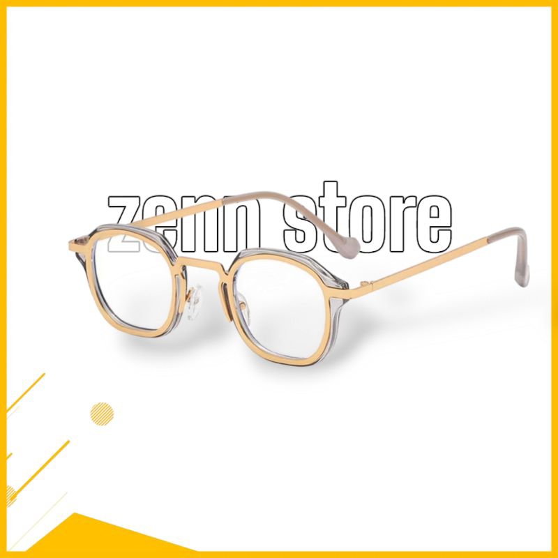 RSRT - Kacamata Bulat Kotak Retro Mini Fashion Pria Wanita Frame Metal Style Simple Stylis Super Ker