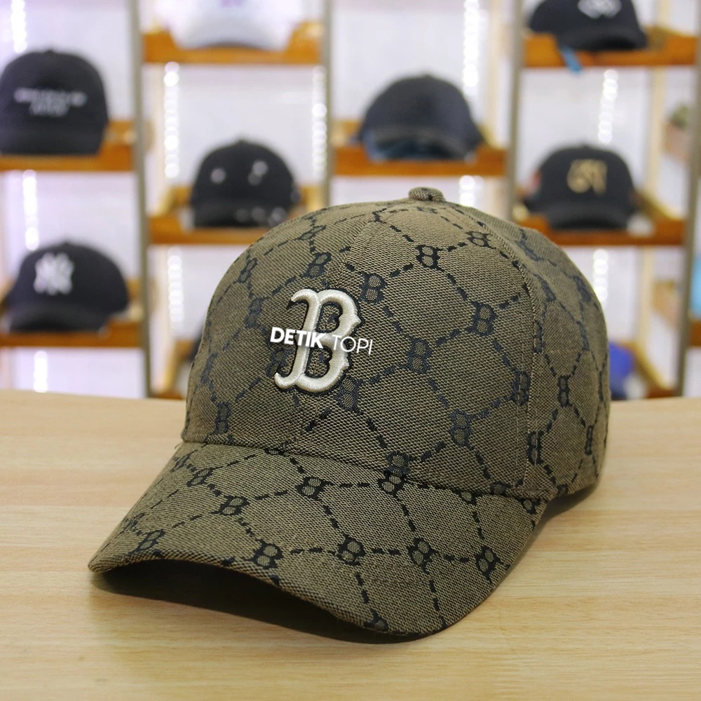 PROMO SALE KOMBO HEMAT Topi Baseball Boston Monogram Brown Coklat Cokelat MLB Korea