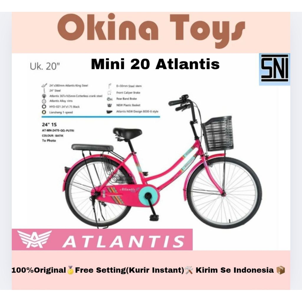 (INSTANT/ CARGO) Sepeda Mini 20 inch Atlantis sepeda mini perempuan Atlantis keranjang
