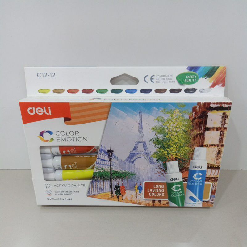 

Deli Acrylic Paints Water resistant /Cat Air Isi 12 Warna