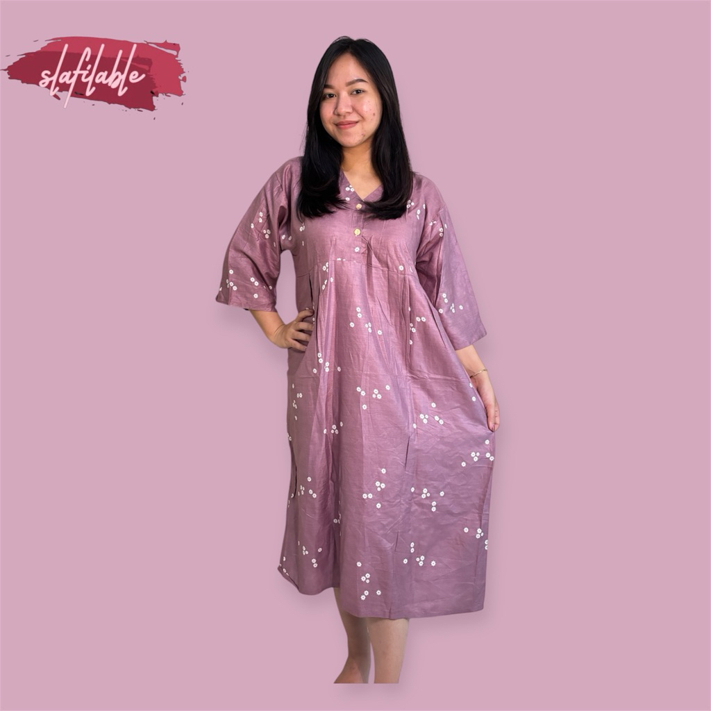 Daster anak muda daster busui kancing depan lengan 7/8 kekinian