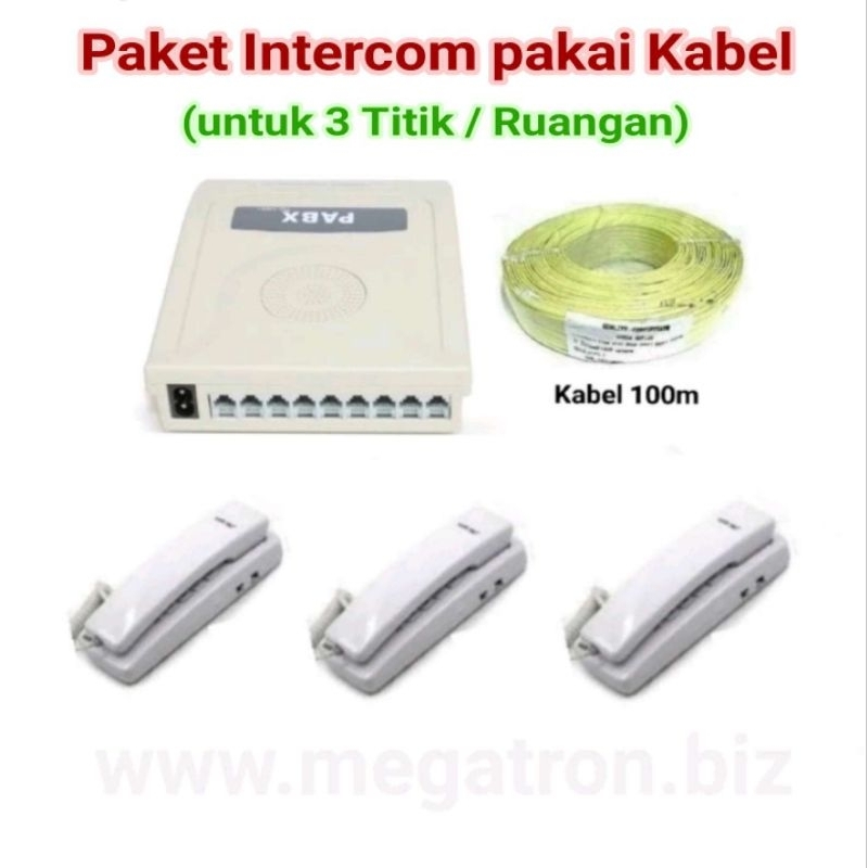 Paket Intercom Kabel 3 Ruangan (pesawat) - Semua bisa saling Komunikasi