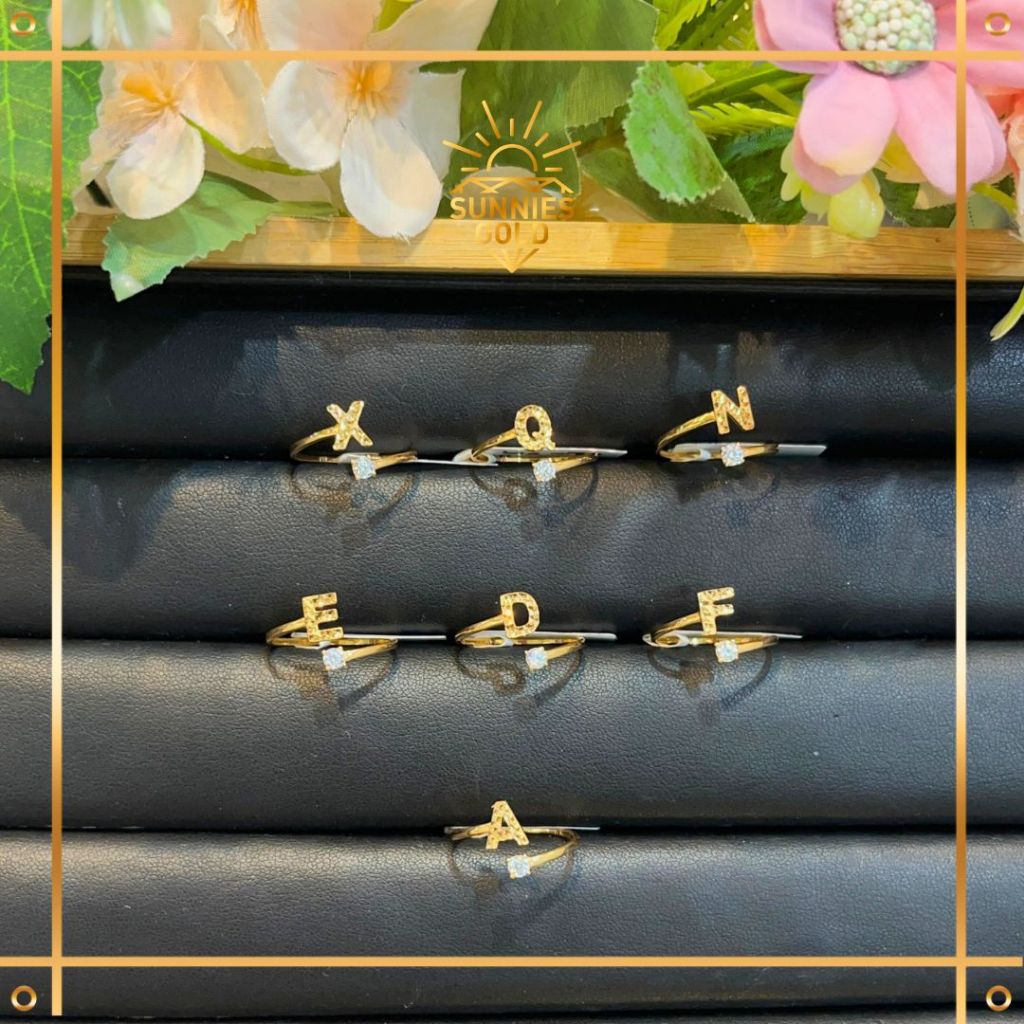 CINCIN HURUF EMAS ASLI KADAR 8K 375 CINCIN HURUF PERMATA SIMPLE