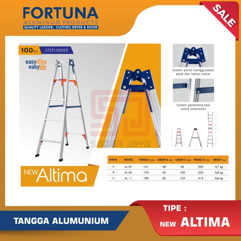 Fortuna New Altima 11 AL-07 Tangga 3 meter AL-09 Tangga 3,5 meter AL-11 Tangga 4 meter Tangga Lipat 