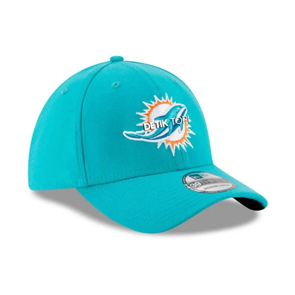 Topi Baseball Miami Dolphins Light Blue Cap Logo Bordir