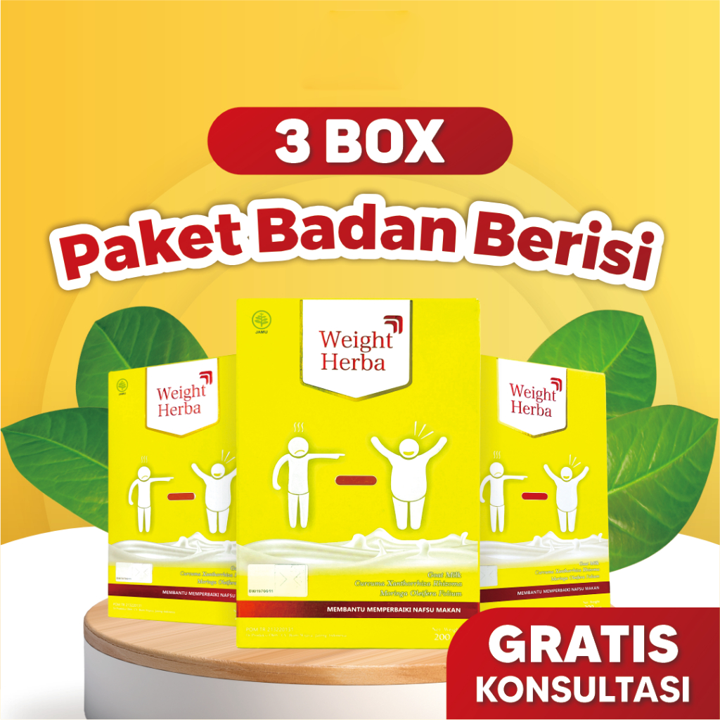 

Weight herba Paket Ekslusif 3 Box - Minuman Herba Penambah Berat Badan Isi 200 Gram Herbiology