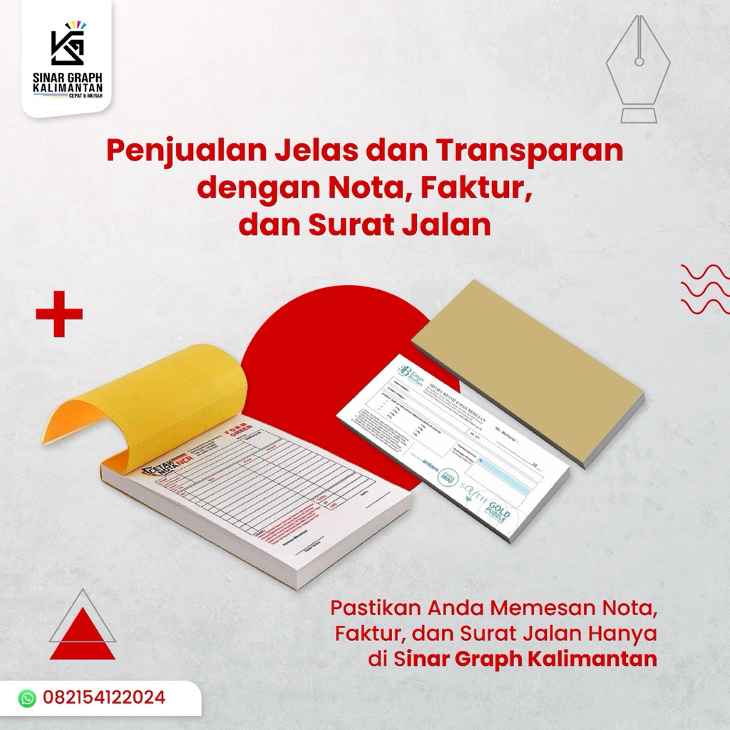 

Cetak Nota surat jalan invoce berbagai macam ukuran dari f4 1/2 1/3 1/4