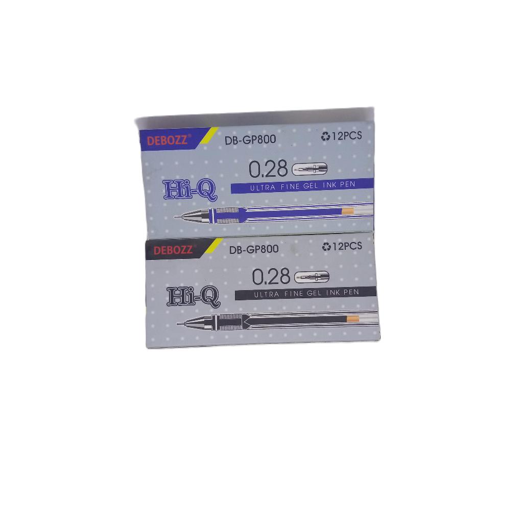 

Pulpen Gel Debozz Hi-Q / Gel Pen Debozz Hi-Q / Ultra Fine Gel / DB - GP800 / Hitam Biru / 12 pcs