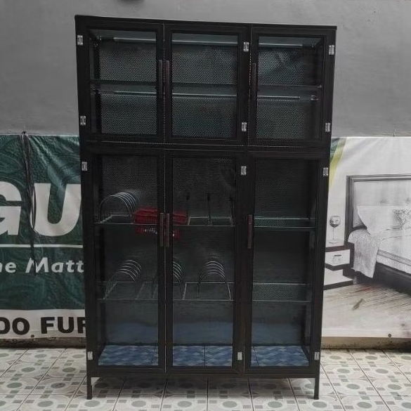 LEMARI PIRING ALUMINIUM 3 PINTU COKLAT TEBAL/LEMARI PIRING TIGA PINTU ALUMINIUM TEBAL/LEMARI RAK PIR