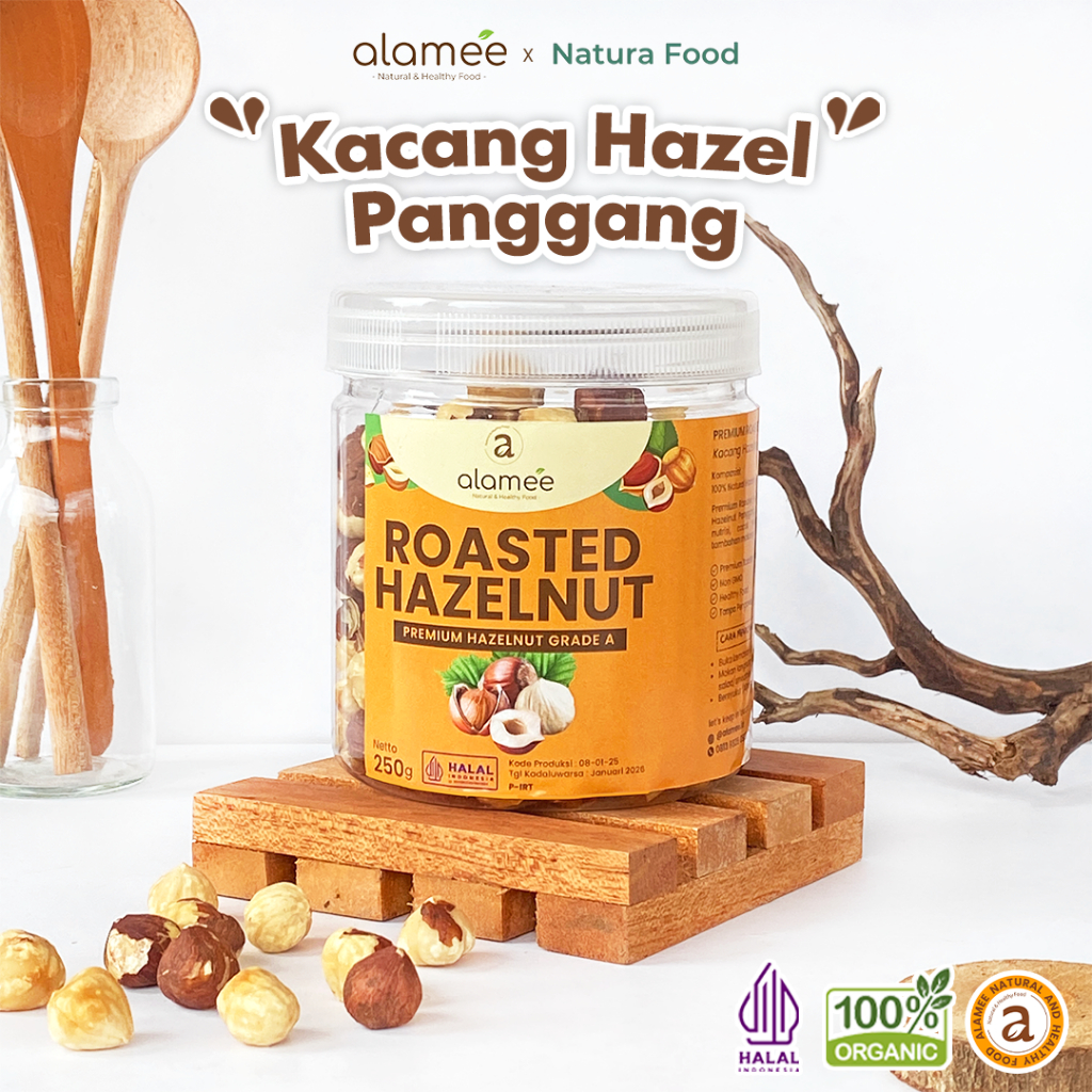 

ALAMEE Kacang Hazelnut Panggang Hazelnut Roasted Cemilan Sehat Rendah Kalori Kacang Kemiri 250gr