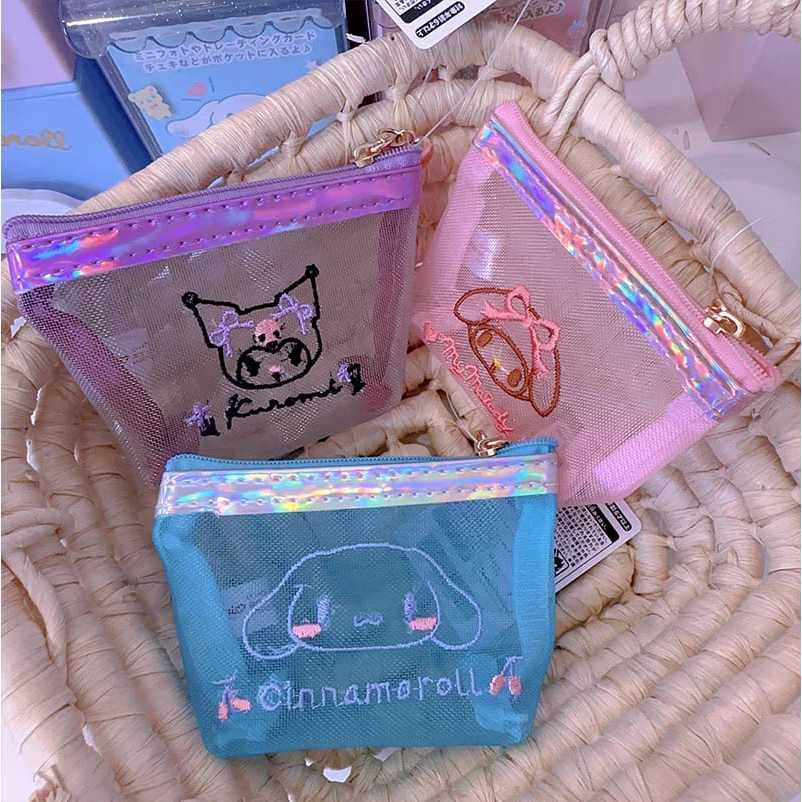 Dompet / Pouch Koin Lipstik Kecil Sanrio Karakter Bordir Metalik